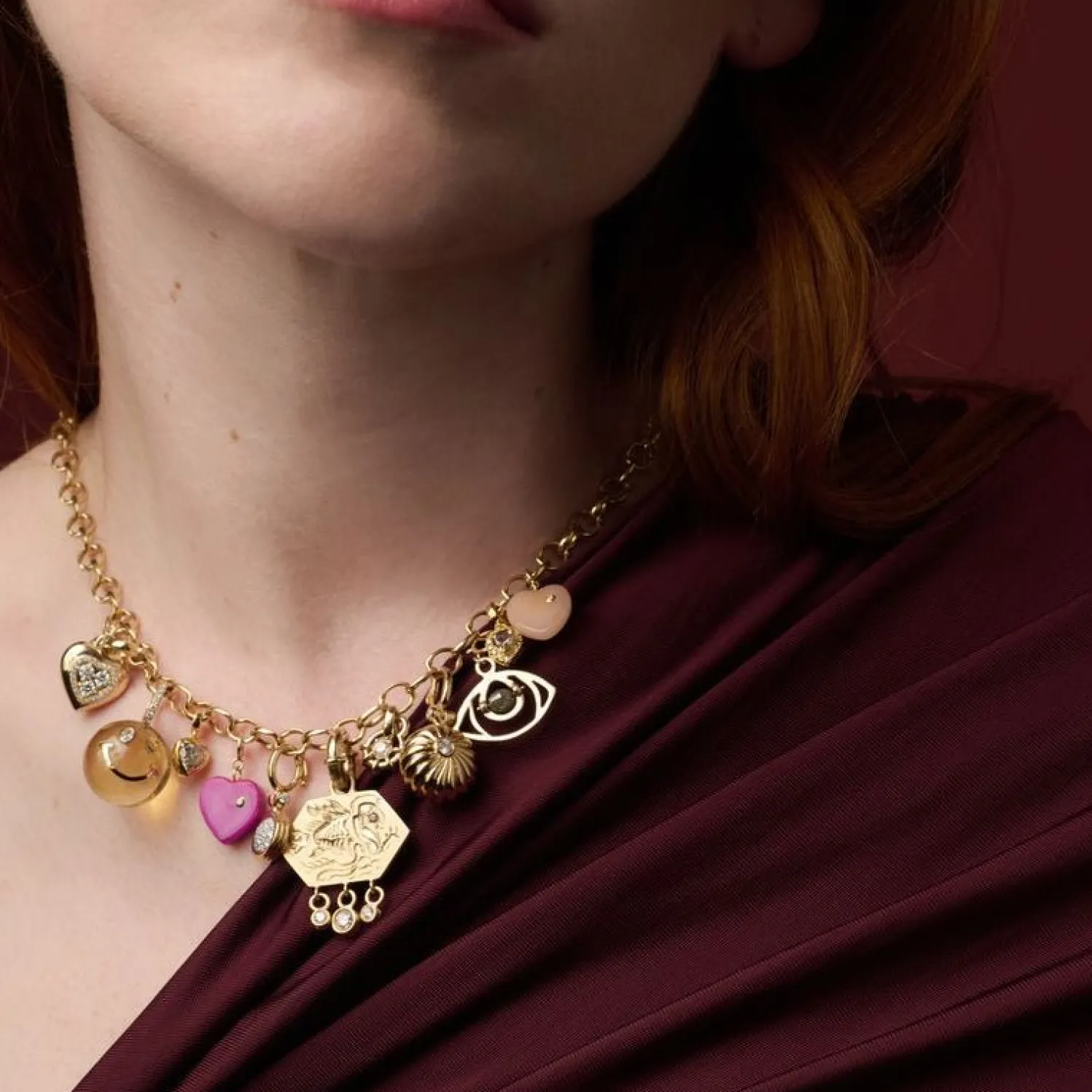 Fancy Color Brown Diamond Half Halo Heart Charm