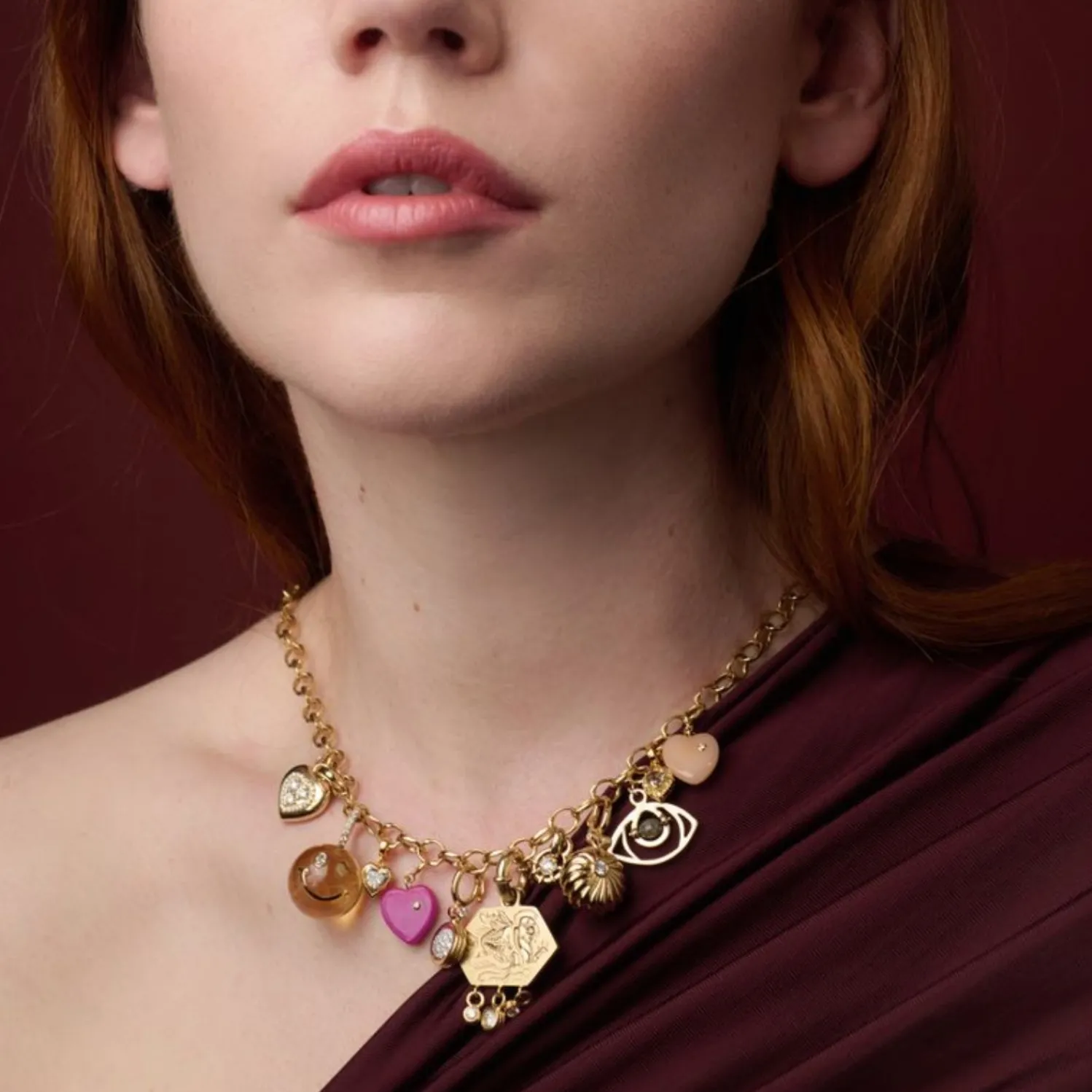 Fancy Color Halo Heart Diamond Charm