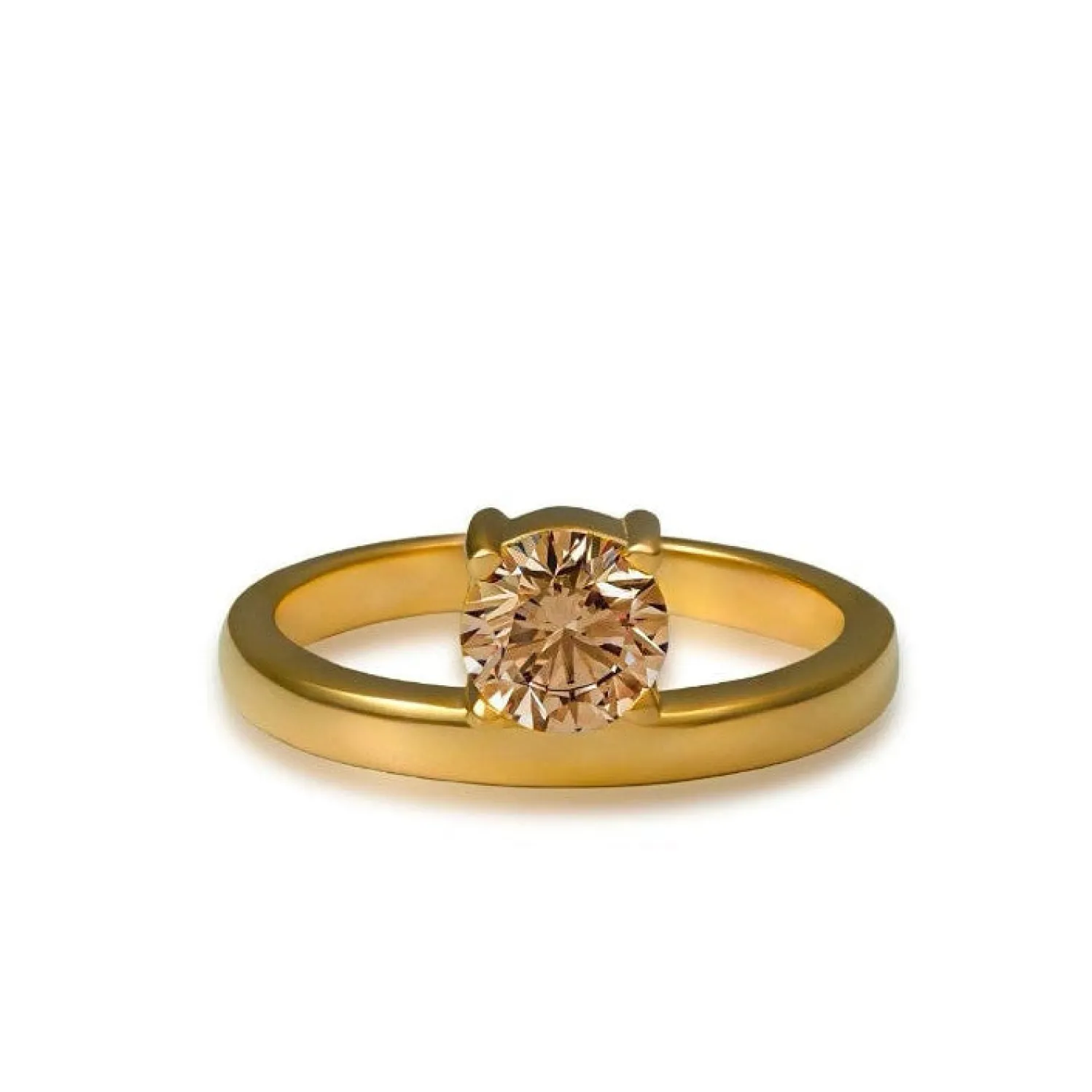 Fancy Colored Diamond Floating Ring in Yellow Gold