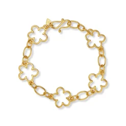 Five Flowers Chain Bracelet in Yellow Gold