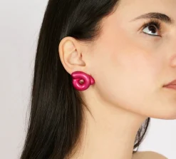 Flamingo Pink Tarallo Earrings in Silver