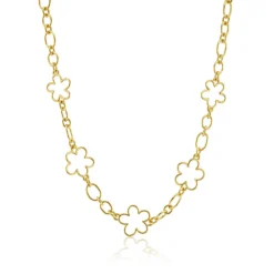 Flower Chain Necklace in Yellow Gold