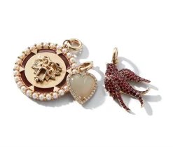 Garnet Birdie Charm in Yellow Gold