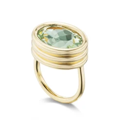 Green Amethyst Scuba Ring in Yellow Gold