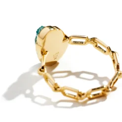 Green Chalcedony Giada Chain Ring