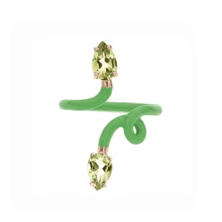 Green Double Tendril Vine Ring with Peridot