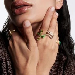 Green Double Tendril Vine Ring with Peridot