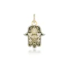 Green Enamel Hamsa Pendant in Yellow Gold