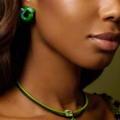 Green Enamel Hummingbird Tarallo Ring