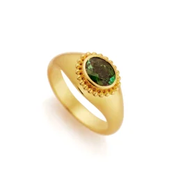 Green Tourmaline Electra Ring in Yellow Gold
