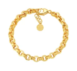 Hammered Link Bracelet in Yellow Gold