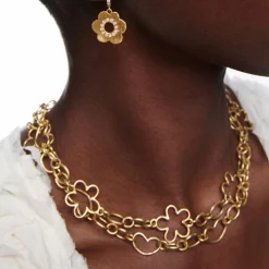 Heart Chain Necklace in Yellow Gold