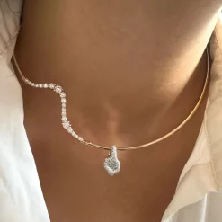 Hexagonal Cut White Diamond Fade Pendant in White Gold