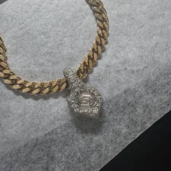 Hexagonal Cut White Diamond Fade Pendant in White Gold