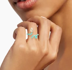 Hint of Mint Baby Vine Ring with Rock Crystal