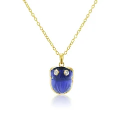 Iolite & Diamond Frog Pendant Necklace