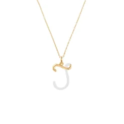 'J' Initial Alphabet Necklace in Yellow Gold