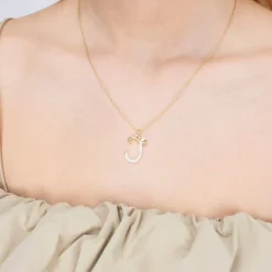 'J' Initial Alphabet Necklace in Yellow Gold