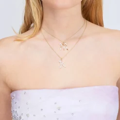 'K' Initial Alphabet Necklace in Yellow Gold