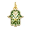 Kelly Green Enamel Small Hamsa Pendant with Diamonds