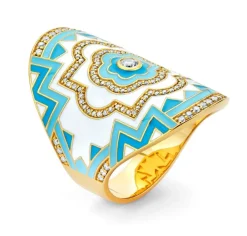 Large Enamel Mandala Wrap Ring