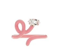 Light Pink Baby Vine Tendril Ring with Rock Crystal