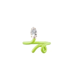 Lime Green & Rock Crystal Baby Tendril Vine RIng