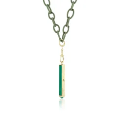 Malachite Night & Day Magic Wand Pendant in Yellow Gold