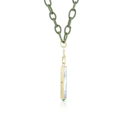 Malachite Night & Day Magic Wand Pendant in Yellow Gold
