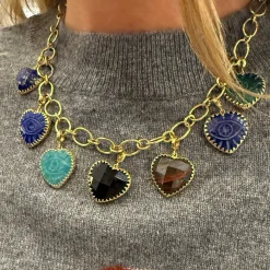 Medium Black Agate Heart Charm