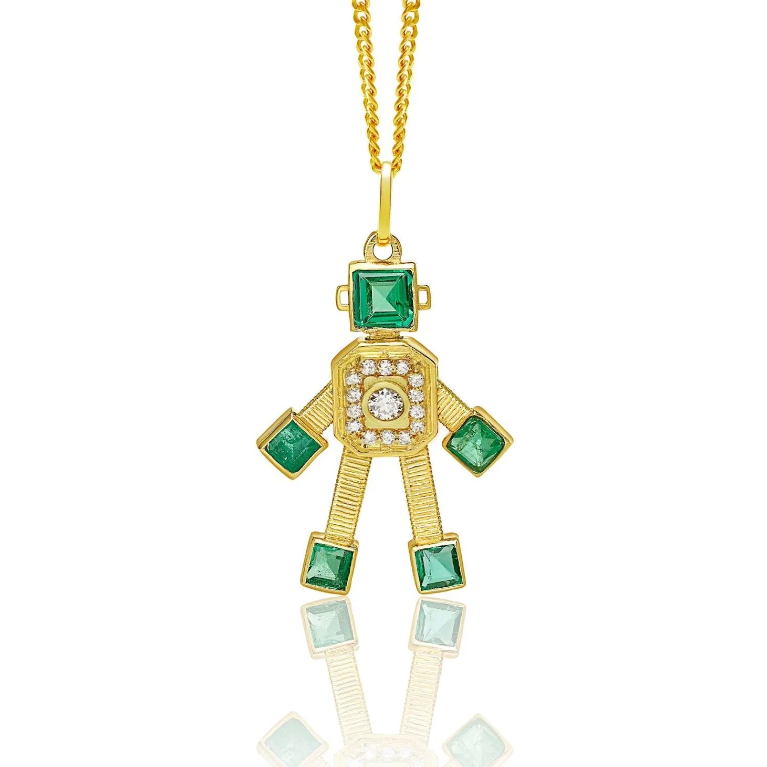 Mini Emerald Robot Charm
