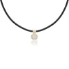 Mini White Diamond Pavé Scuba Choker in Black Leather and Yellow Gold