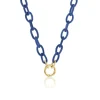Navy Silk Thread Chain Necklace in Yellow Gold
