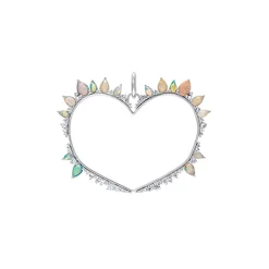 Opal and Diamond Heart Charm