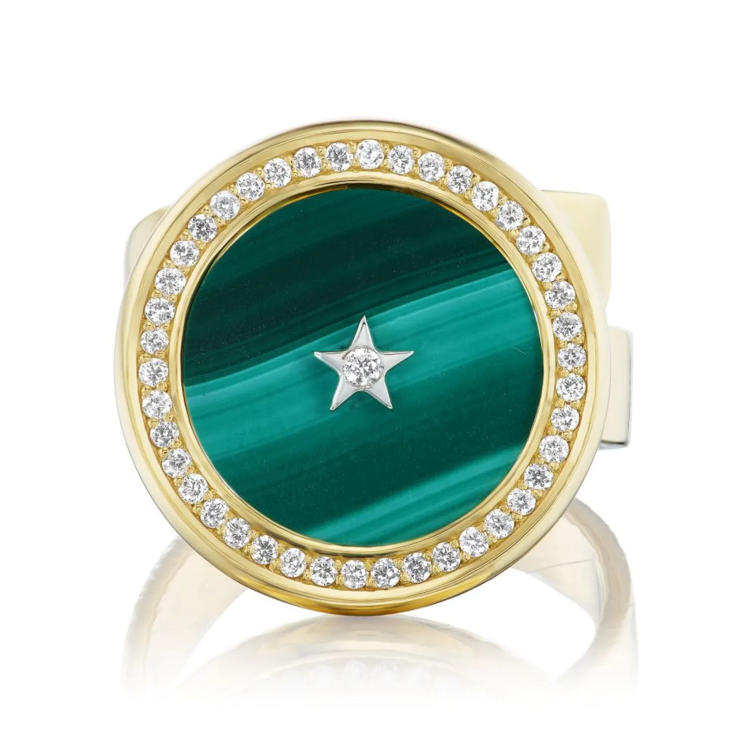 Ora Earth Malachite Adjustable Ring in Yellow Gold