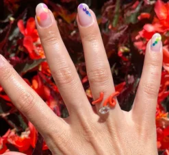 Orange Enamel Baby Vine Ring with Rock Crystal