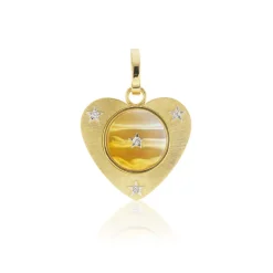 Orange Mother of Pearl Heart Charm