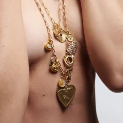 Orange Mother of Pearl Round Charm