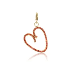 Orange Sapphire Open Heart Charm