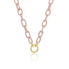 Pale Pink Silk Thread Chain Necklace in Yellow Gold