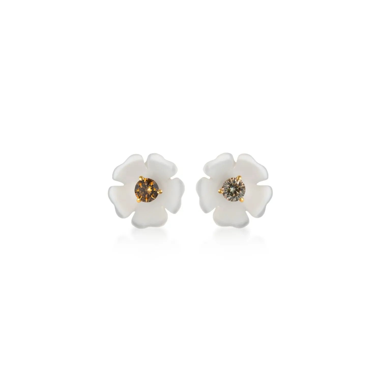 Pearl & Multicolored Diamond Daisy Studs