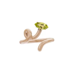 Peridot and Latte Marquise Baby Tendril Vine Ring