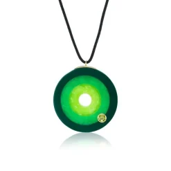 Peridot Bakelite Bullseye Necklace