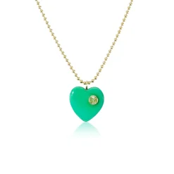 Peridot Bakelite Mini Heart Necklace