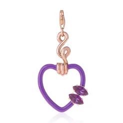 Purple Twisted Heart Charm with Amethyst
