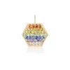 Rainbow Sapphire & Diamond Hexagon Charm