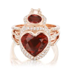 Red Zircon and White Diamond Loco de Amor Ring in Rose Gold
