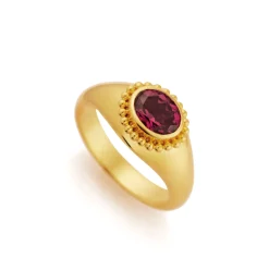 Rhodolite Garnet Electra Pinky Ring in Yellow Gold