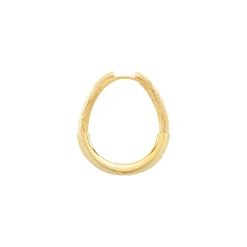 Riviera Chasing Creole Single Hoop Earring in Yellow Gold