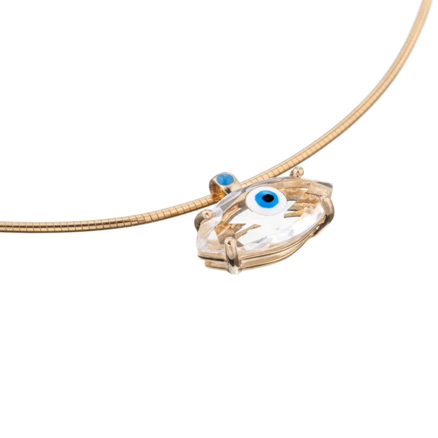 Rock Crystal Fortuneye Necklace in Yellow Gold